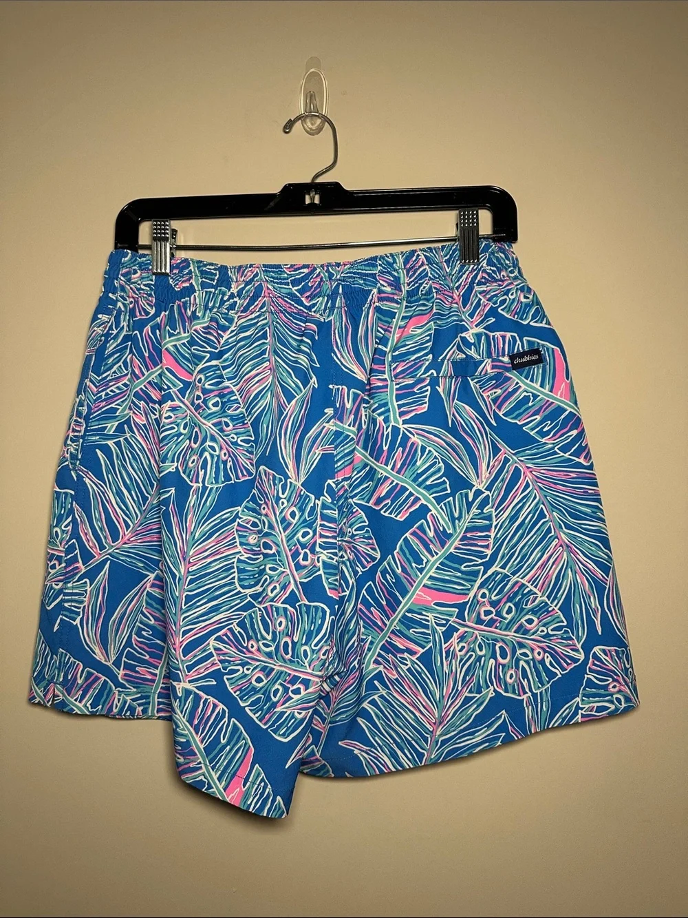 Chubbies 5.5” inseam blue and pink palm trees tropical with lining Swim Shorts